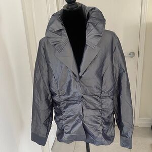 PULI long sleeved metallic grey blouse/evening jacket button down size medium